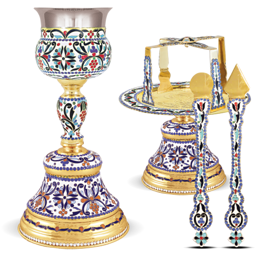 Gold Plated Enamel Chalice Set - 500ml