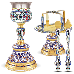 Gold Plated Enamel Chalice Set - 500ml