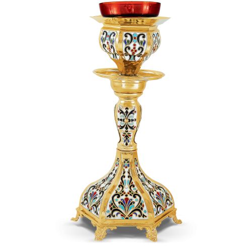 Vigil Oil Lamp - Enamel and Gold Plated