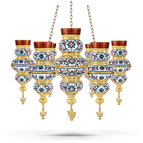 Hanging Enamel Vigil Lamp - 7 Lights