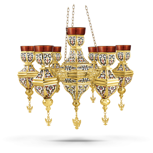 Hanging Enamel Vigil Lamp - 7 Lights