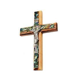 Olive Wood and Pearl Crucifix