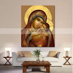 Handmade Oil Painting of Virgin Mary Icon