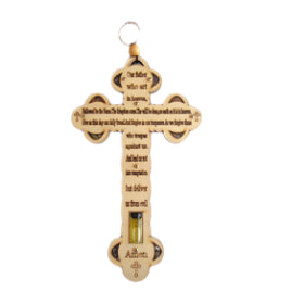 Olive wood Cross With 'Our Father' prayer script