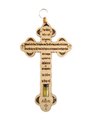 Olive wood Cross With 'Our Father' prayer script