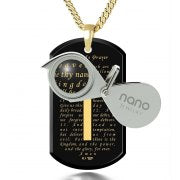 'The Lord's Prayer' and Cross pendant inscribed with 24k gold