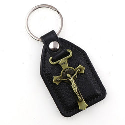 Leather KeyChains Crucifix