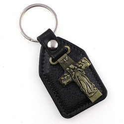 Leather KeyChains Crucifix