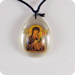 Virgin Mary Glass Necklace