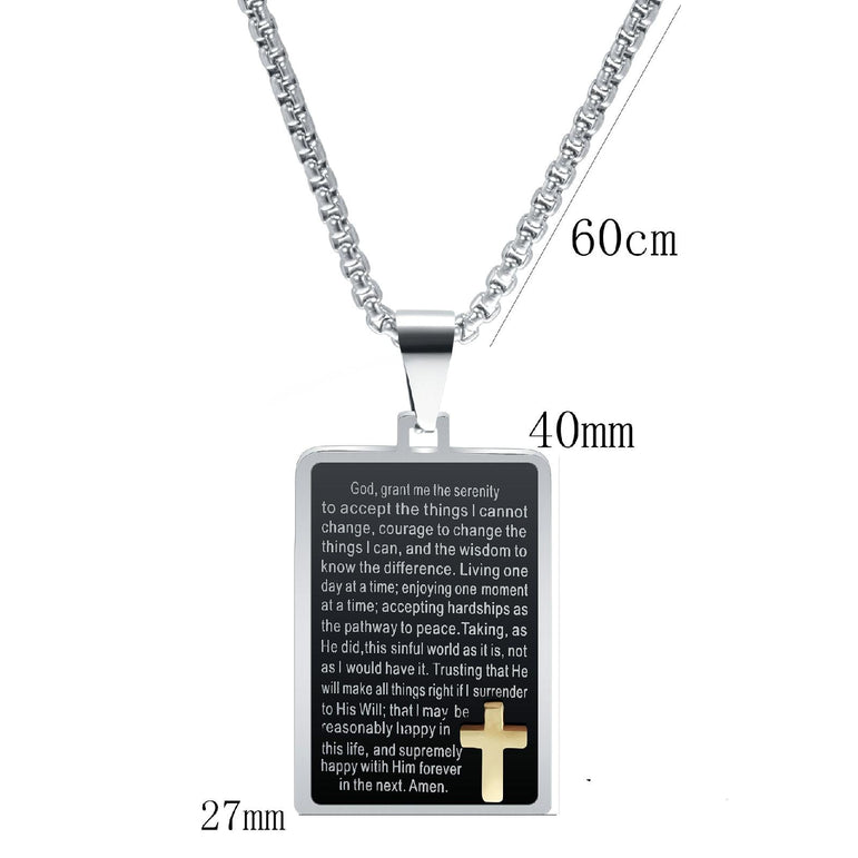 Christian Prayer and Cross Pendant necklace