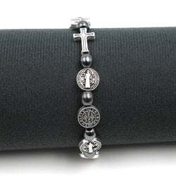 Rosary Bracelets Hematite Beads with Cross