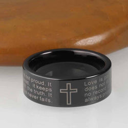 Cross and Bible Verse Inscribed Ring