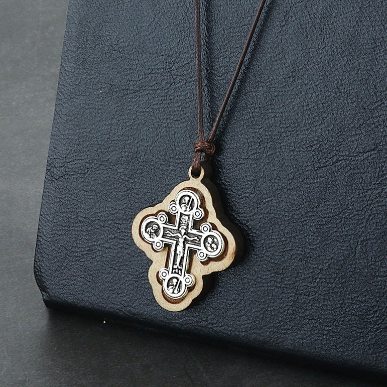 Olive Wood Cross Pendant Necklace for Men & Women – Logos Trading Post