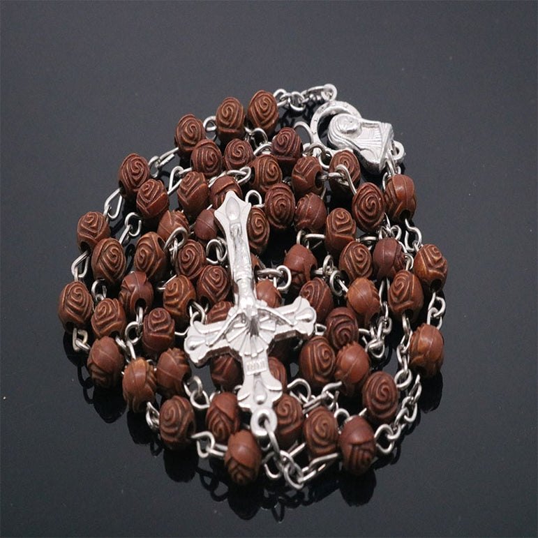 Rose Resin Rosary - Zinc Alloy