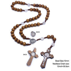 Handmade Wood Round Bead Rosary