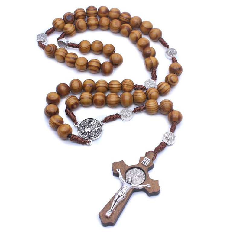 Handmade Wood Round Bead Rosary