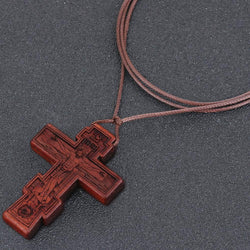 Orthodox Natural Wooden Crucifix Cross pendant