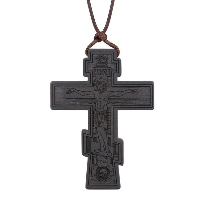 Orthodox Natural Wooden Crucifix Cross pendant