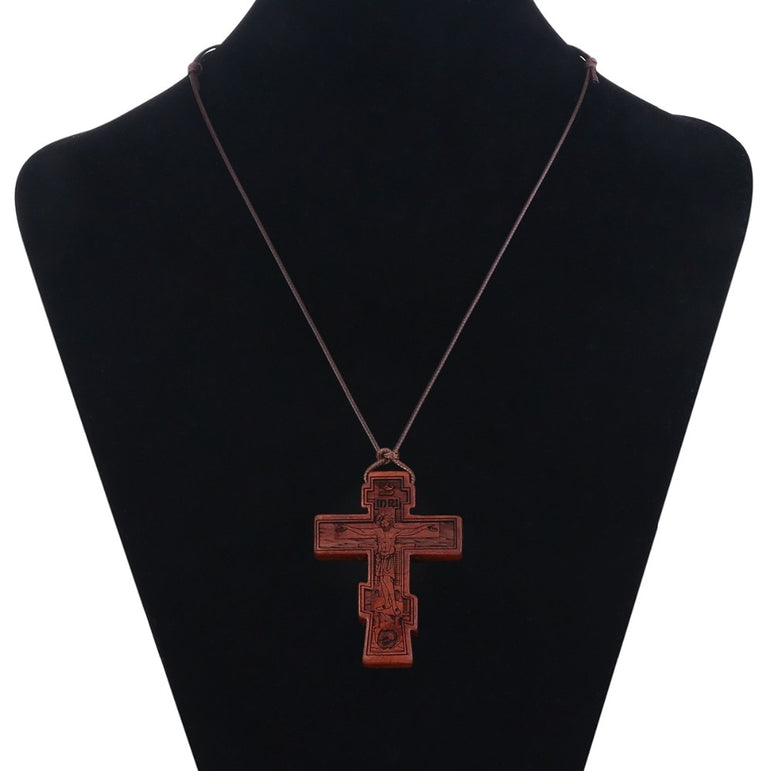 Orthodox Natural Wooden Crucifix Cross pendant