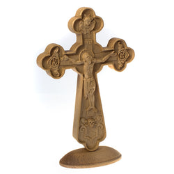 Orthodox wooden carved Crucifix with stand