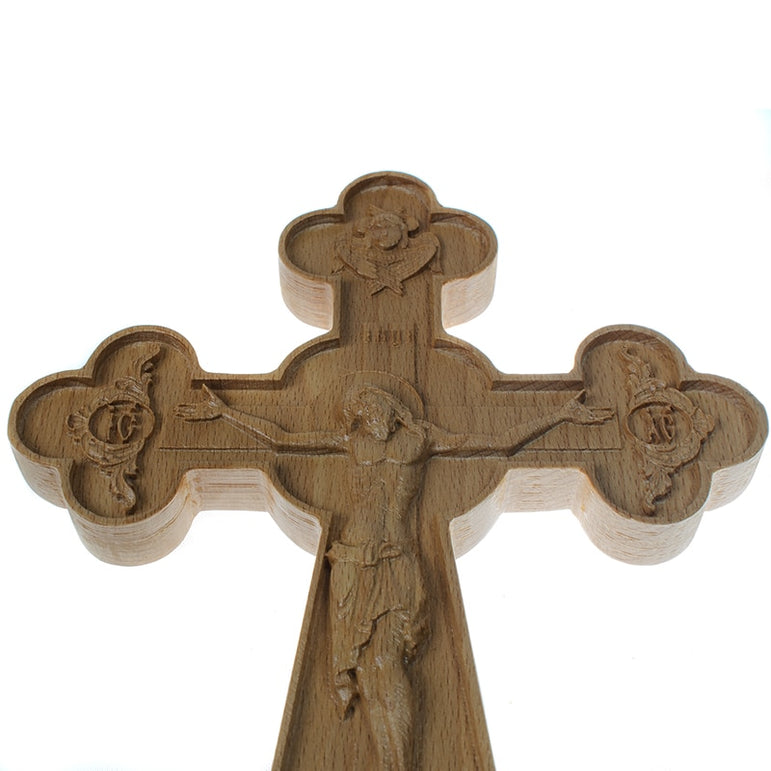 Orthodox wooden carved Crucifix with stand