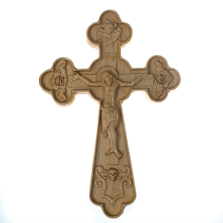 Orthodox wooden carved Crucifix with stand