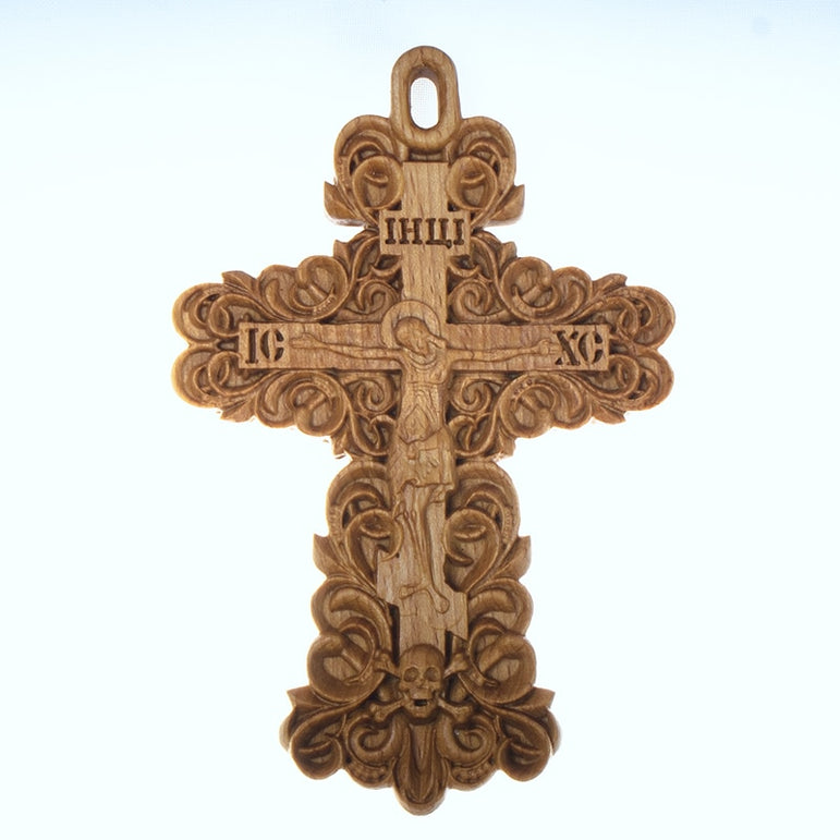 Orthodox wooden carved Priest pendant Crucifix