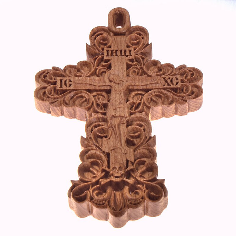 Orthodox wooden carved Crucifix Pendant