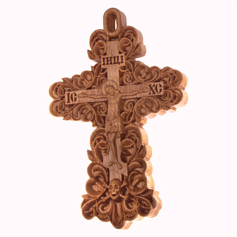 Orthodox wooden carved Crucifix Pendant