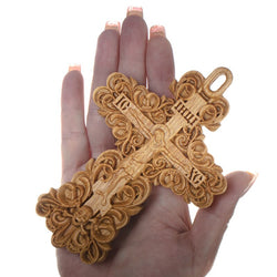 Orthodox wooden carved Crucifix Pendant