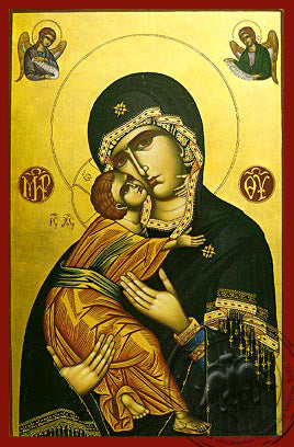 Holy Mother & Jesus with Angels Icon - Hand-Made